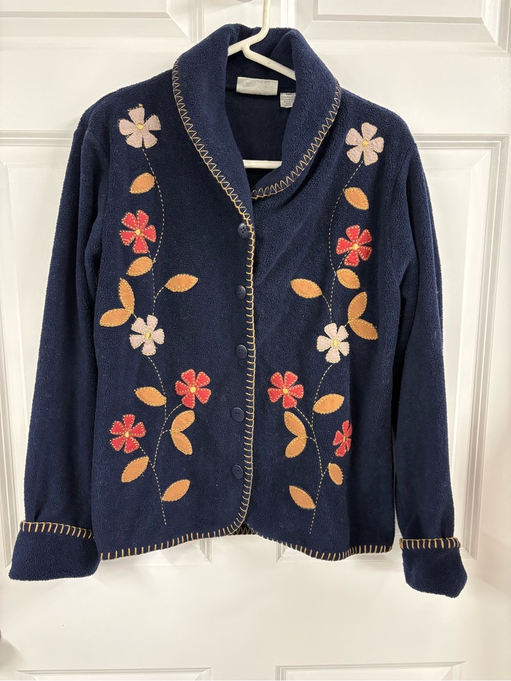 Basic Editions Cozy Fleece Button Up Cardigan Fall Autumn Colors Size Small